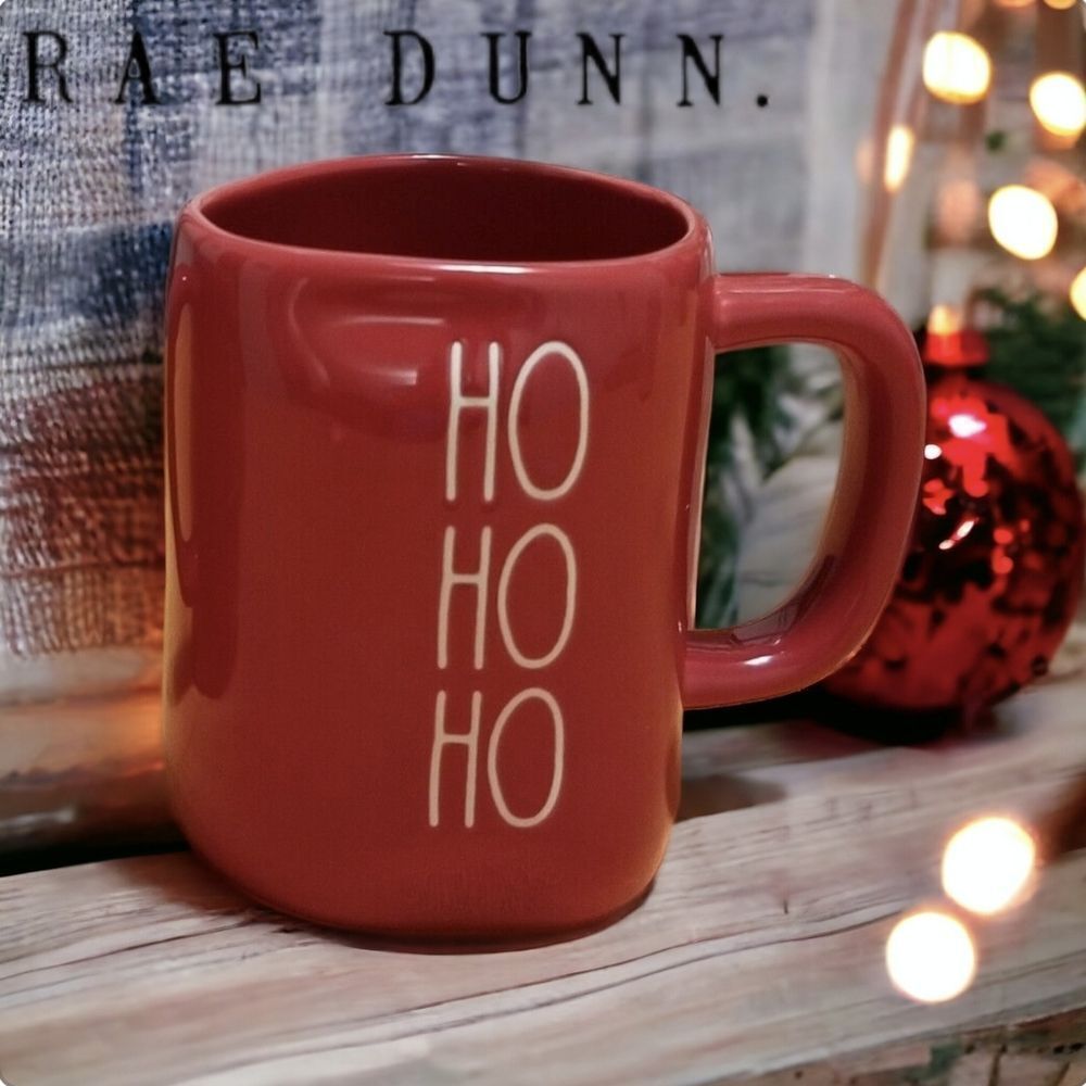RAE DUNN Christmas Ho Ho Ho Red Coffee Mug
